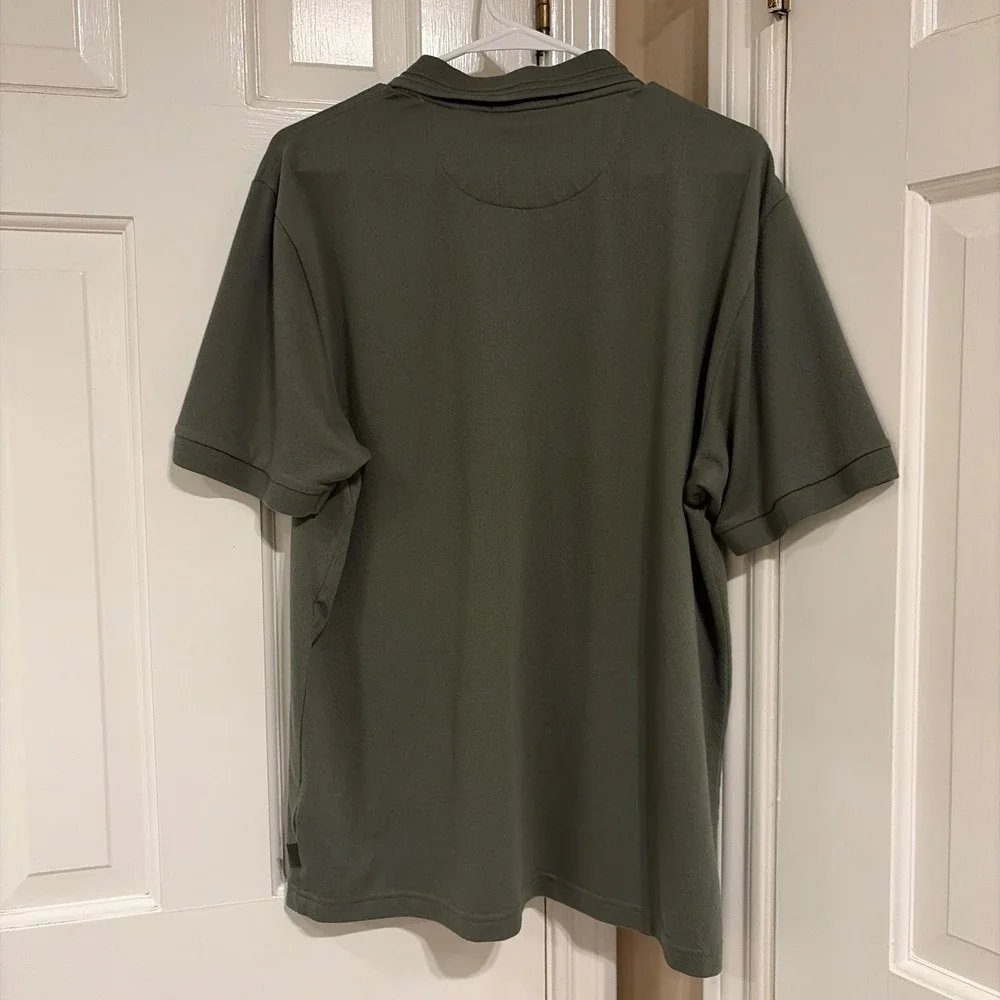 Scotch & Soda Mens Regular Fit Polo Shirt Olive Green Large Pique Cotton Blend